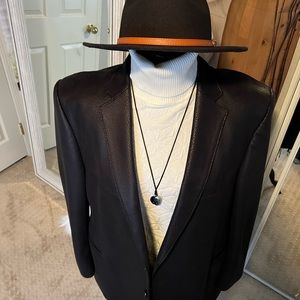 Men’s Black PU Leather Blazer